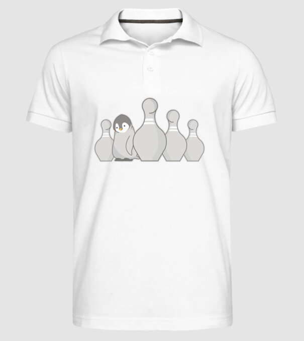 Bowling pinguin model alb pe tricou