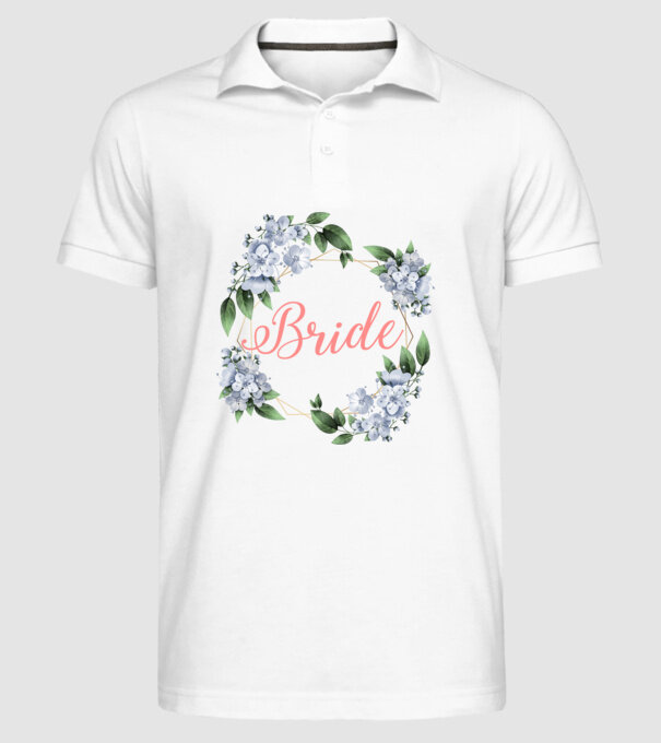 BRIDE blue floral model alb pe tricou