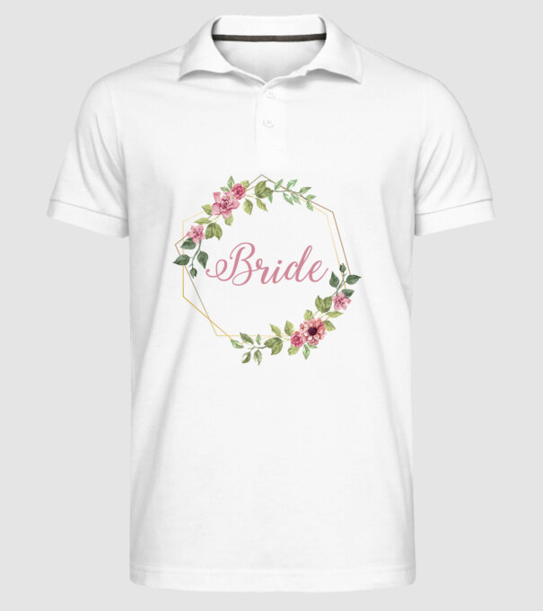 BRIDE pink floral model alb pe tricou