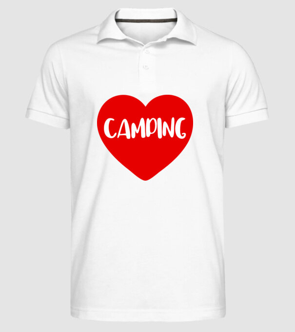 Camping heart model alb pe tricou
