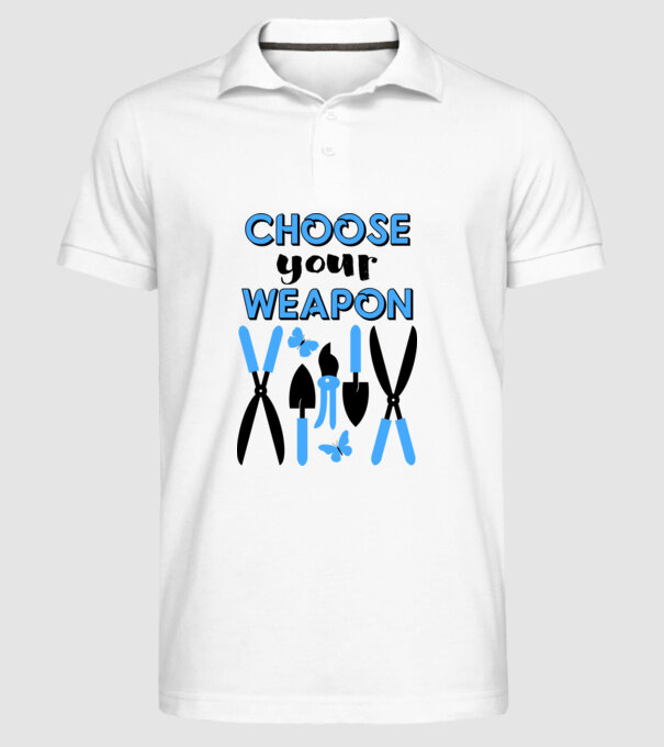Choose your weapon model alb pe tricou