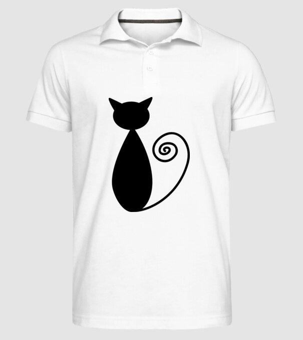 Siluetă pisică model alb pe tricou
