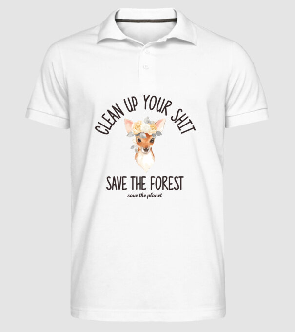 Clean up your shit model alb pe tricou