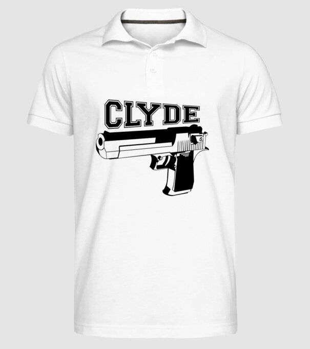 Clyde model alb pe tricou