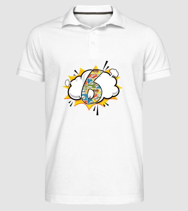 Birthday Comic Number 6 model alb pe tricou