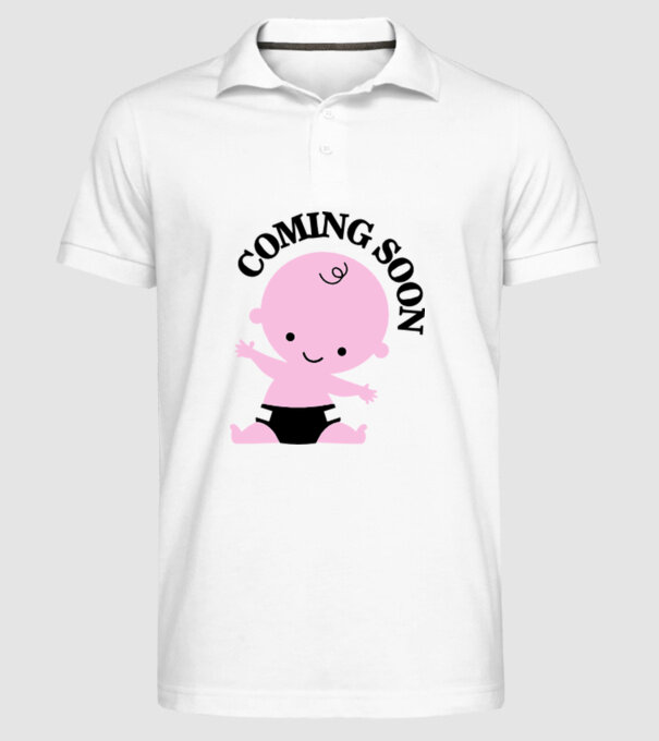 Coming soon baby model alb pe tricou