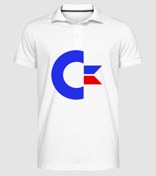 Logo Commodore model alb pe tricou