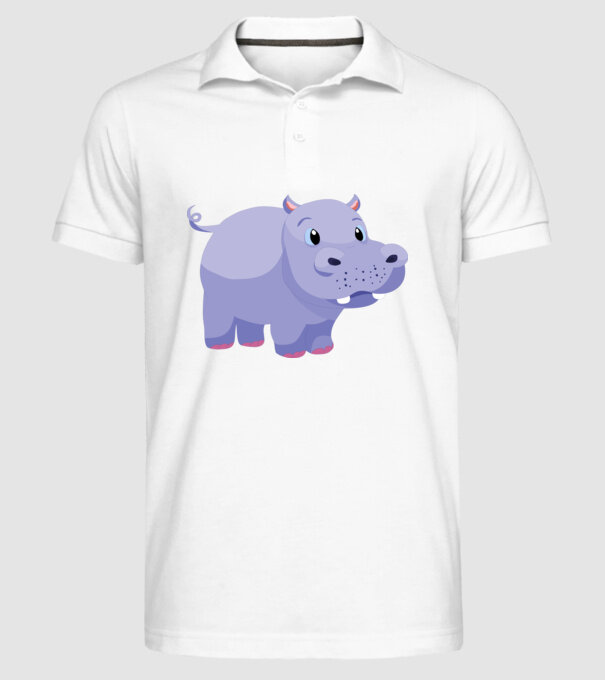 Hipopotam drăguț model alb pe tricou