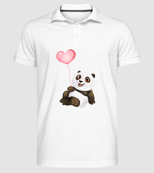 Cute panda with heart model alb pe tricou
