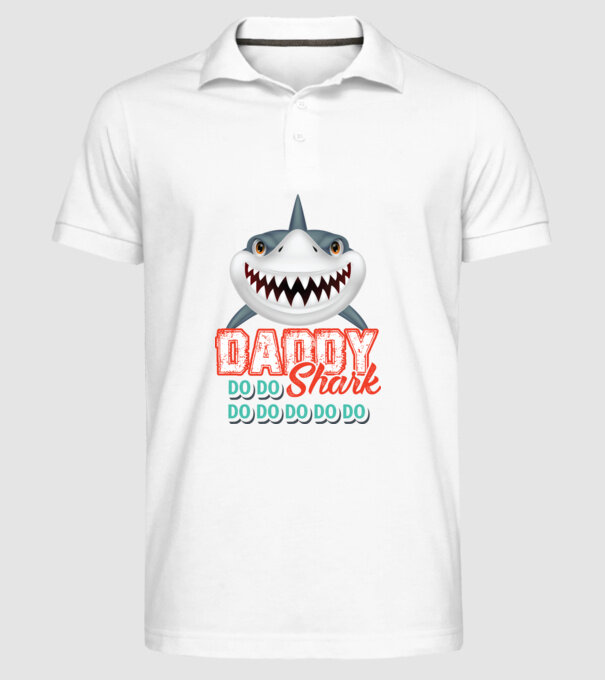 Daddy shark model alb pe tricou