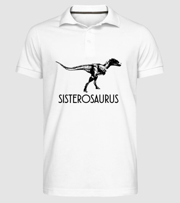 Familia de dinozauri Sisterosaurus model alb pe tricou
