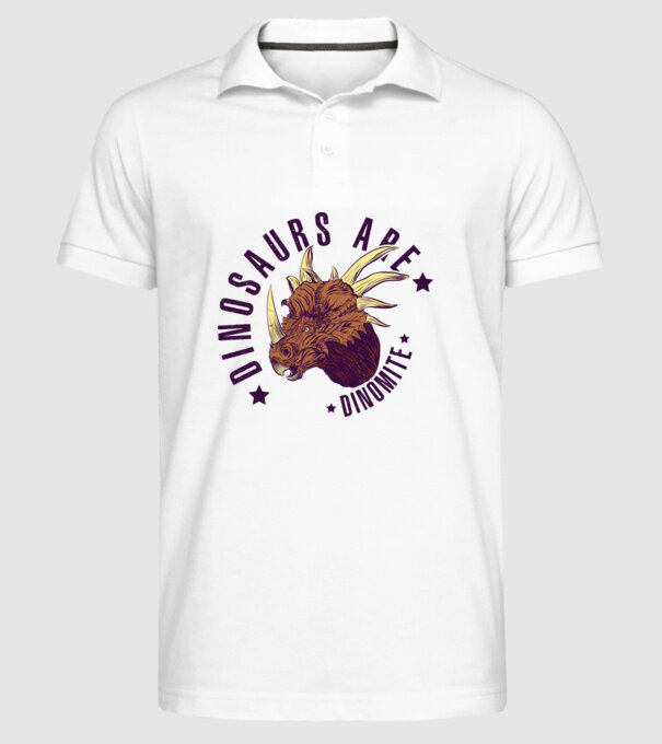 Dinomite model alb pe tricou