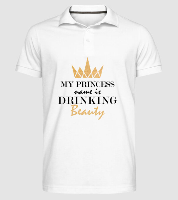 Drinking beauty gold model alb pe tricou