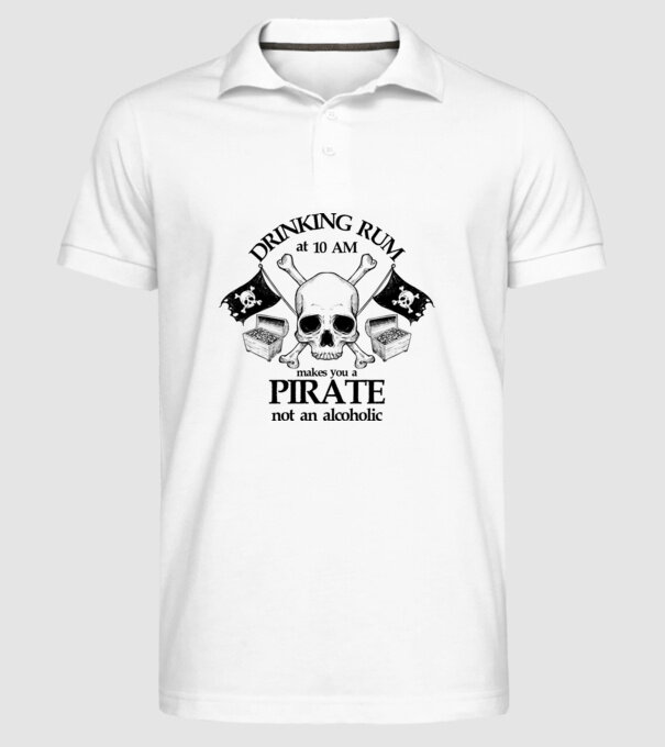Drinking rum model alb pe tricou
