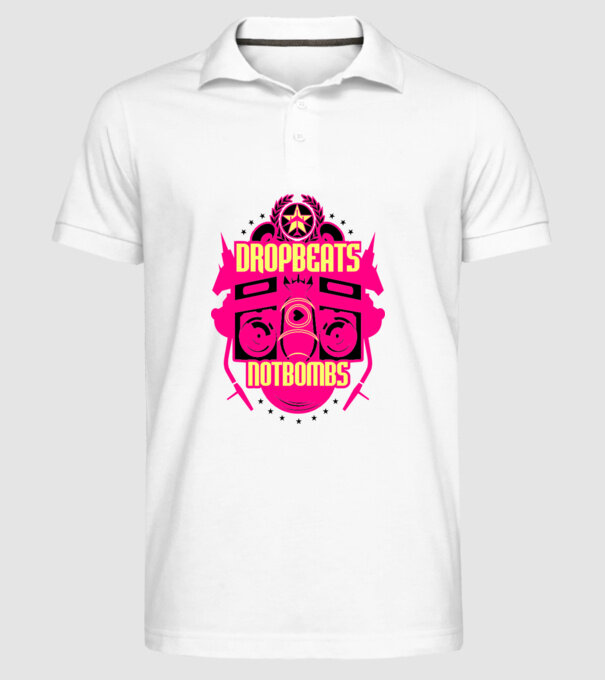 Drop Beats Not Bombs model alb pe tricou