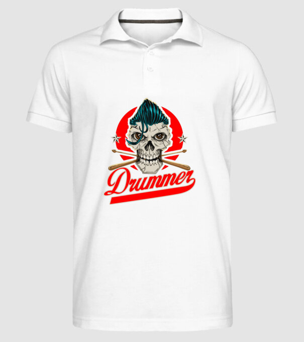 Drummer model alb pe tricou