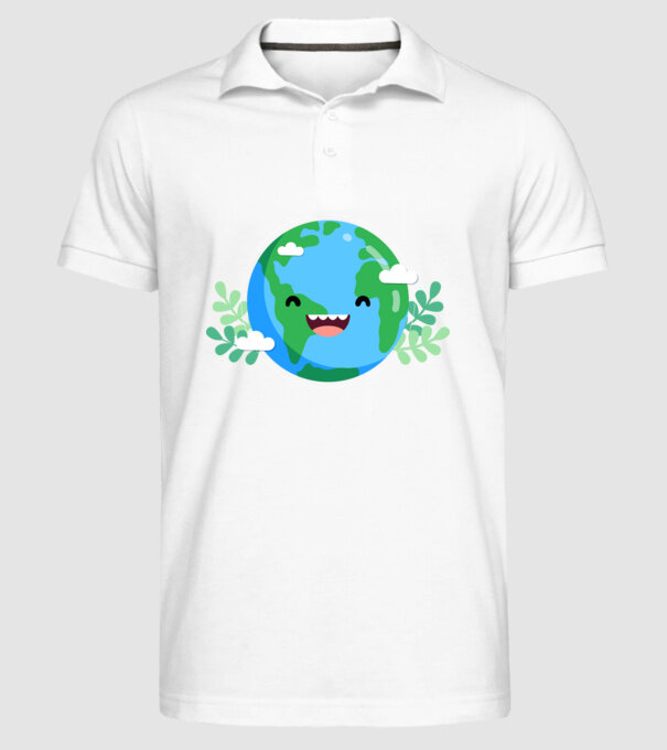 Earth smiley model alb pe tricou