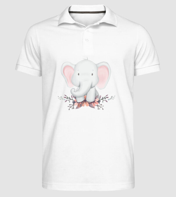 Elefant cu flori model alb pe tricou