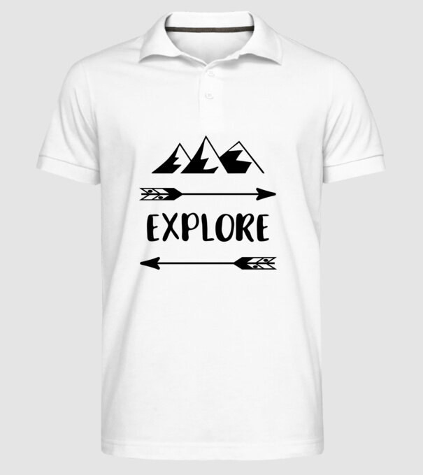 Explore mountains model alb pe tricou