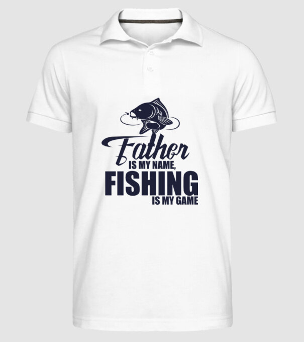 Father is my name, fishing is my game model alb pe tricou