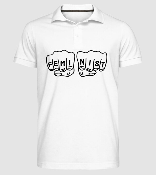 Feminist model alb pe tricou