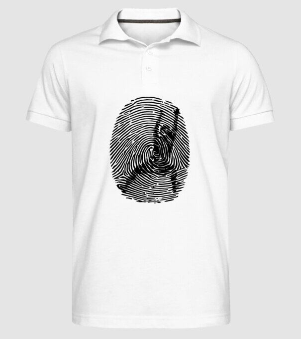 fingerprint model alb pe tricou