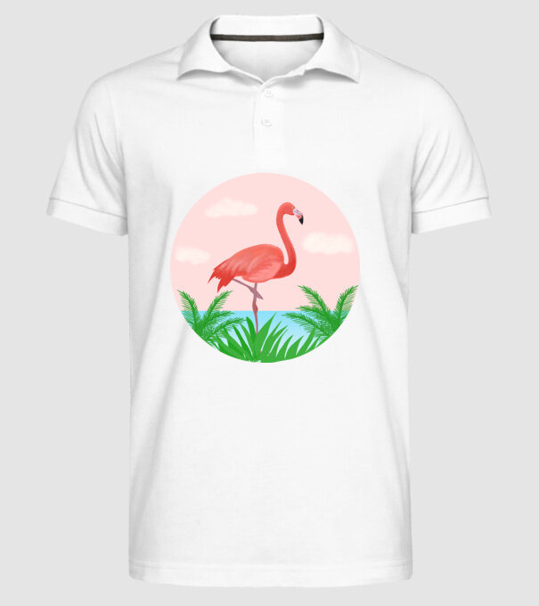 Flamingo model alb pe tricou