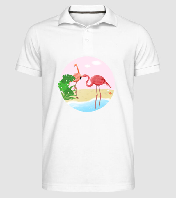 Flamingo model alb pe tricou