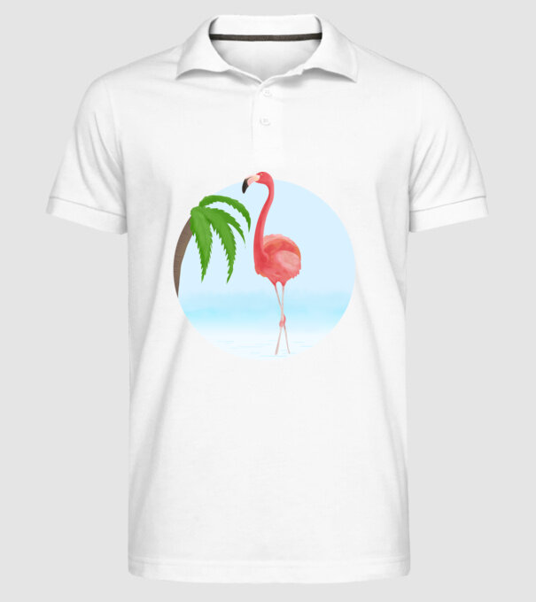 Flamingo model alb pe tricou