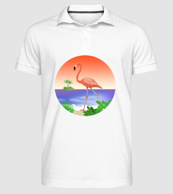 Flamingo model alb pe tricou