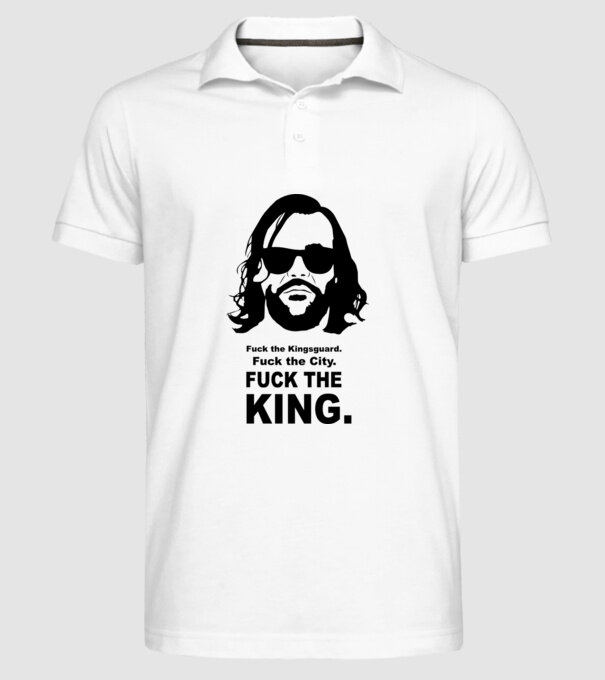 Fuck the king model alb pe tricou