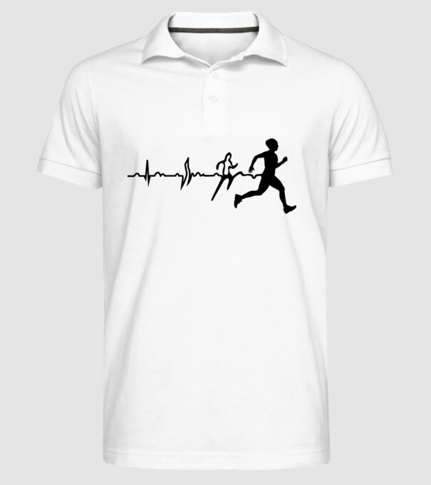 bărbat alergător ecg model alb pe tricou