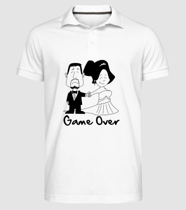 Game Over model alb pe tricou