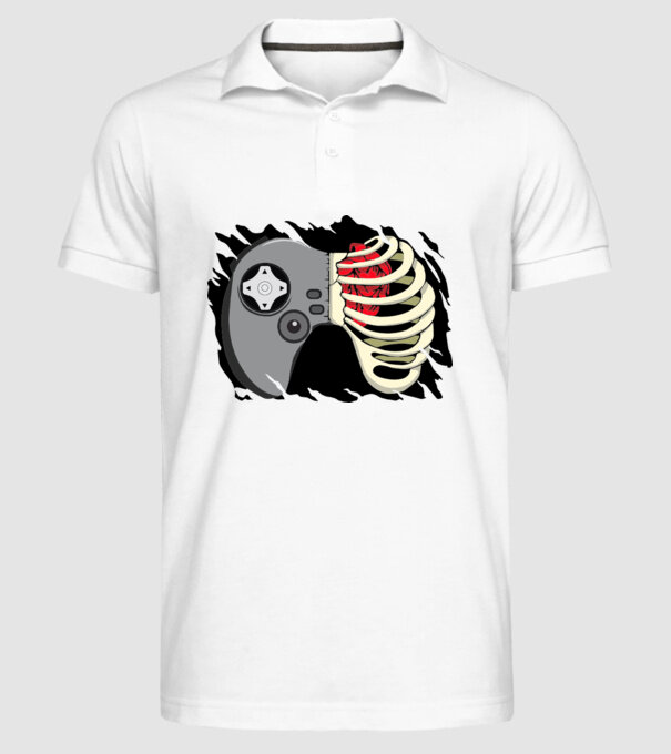Inimă Gamer model alb pe tricou