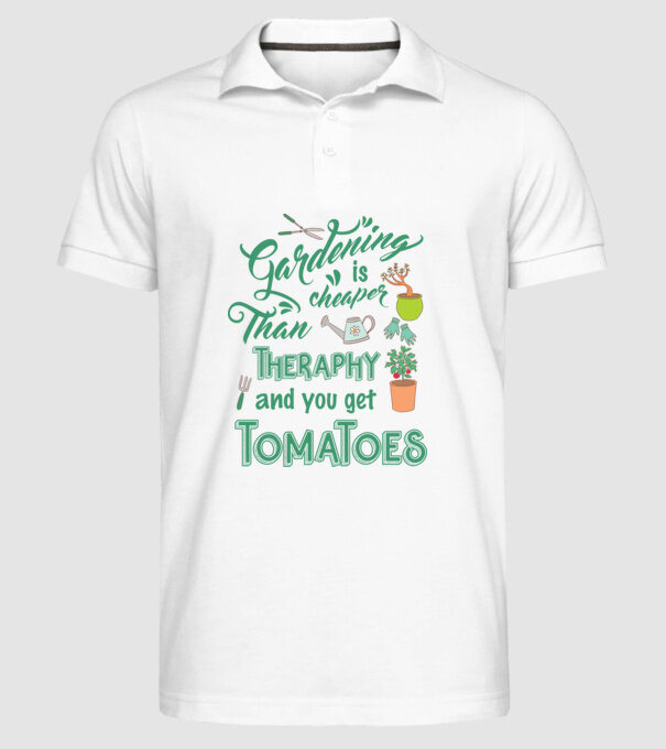 Gardening is cheaper than theraphy model alb pe tricou
