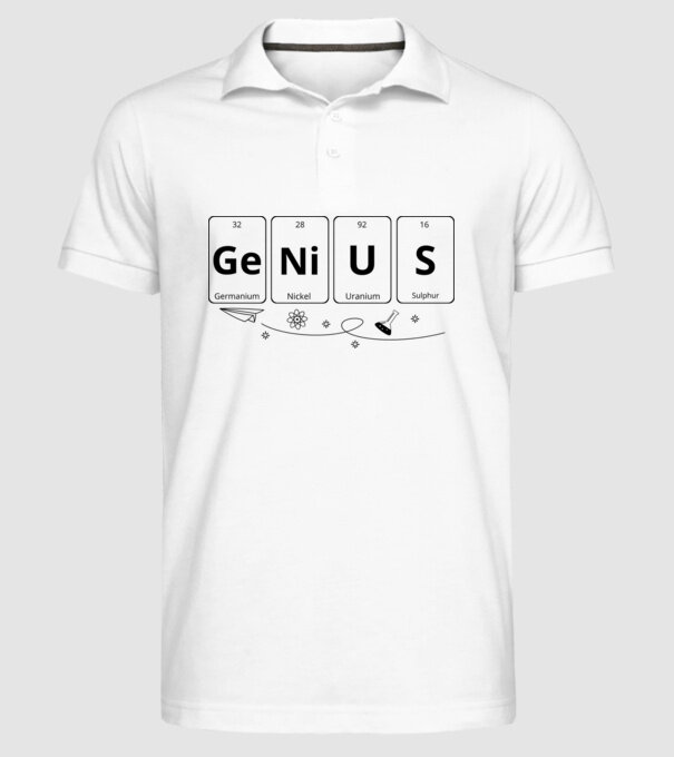 Genius periodic model alb pe tricou