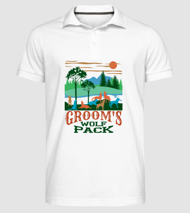 Grooms wolf pack model alb pe tricou