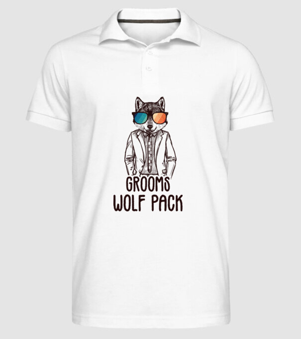 Grooms wolf pack model alb pe tricou
