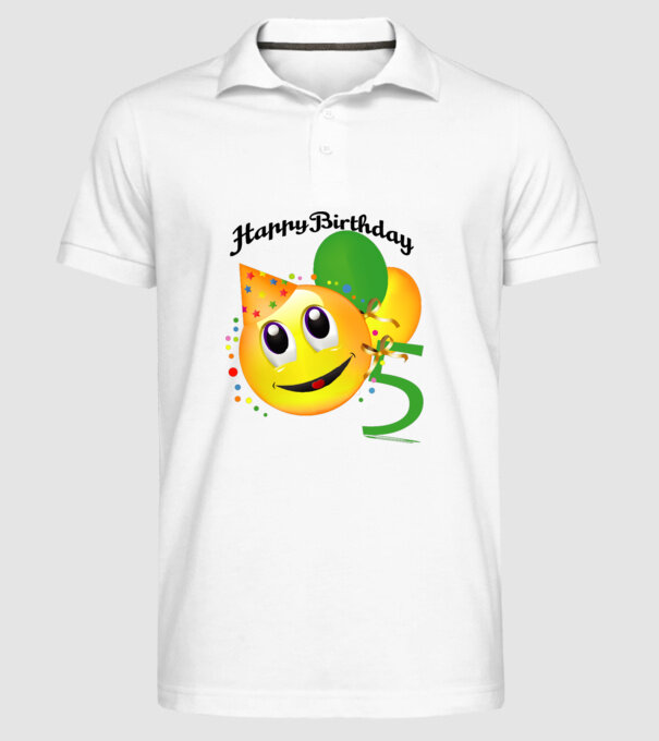happy birthday 5th model alb pe tricou