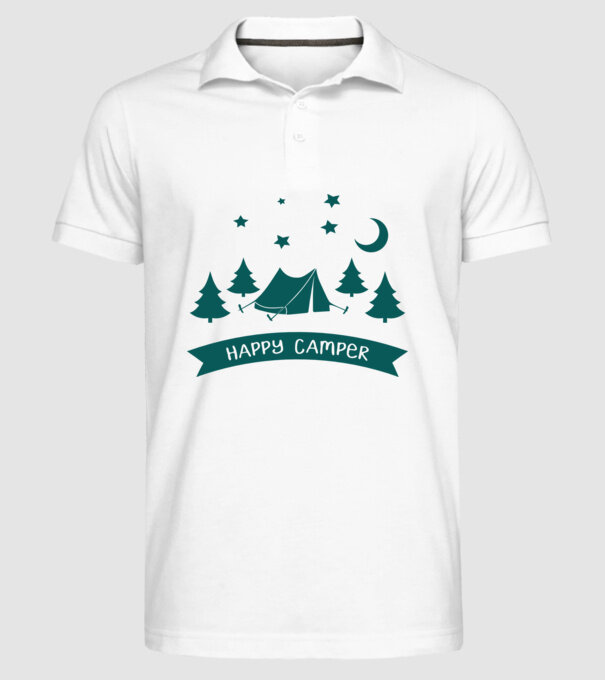 Happy camper tent model alb pe tricou
