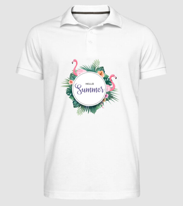 Hello summer model alb pe tricou