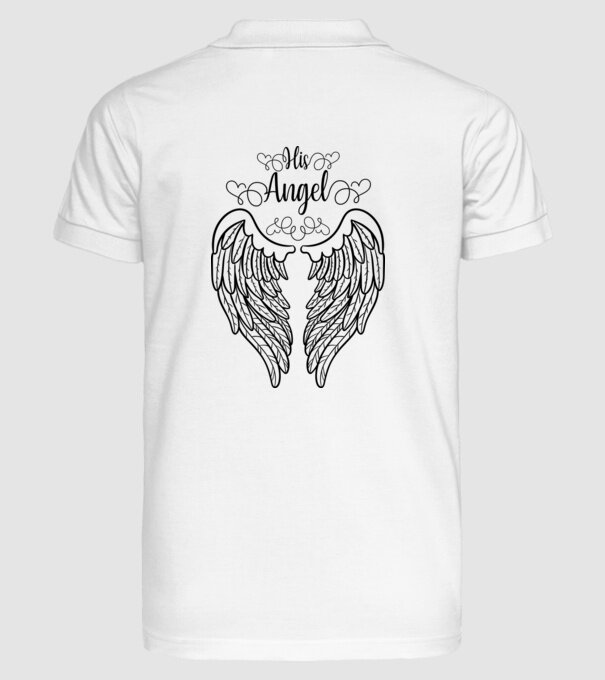 His Angel model alb pe tricou
