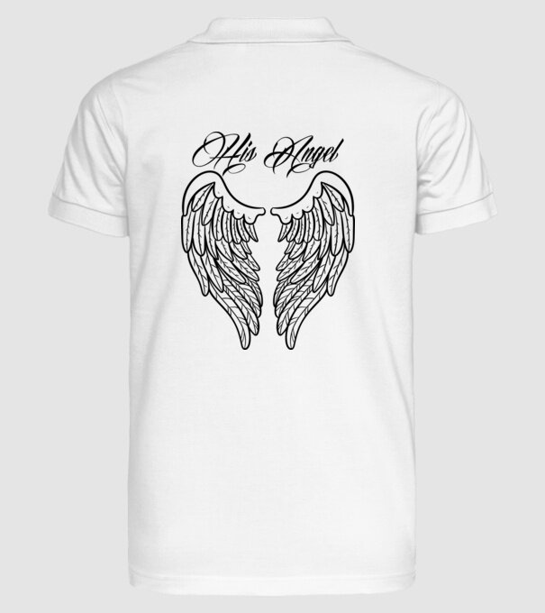 His Angel model alb pe tricou