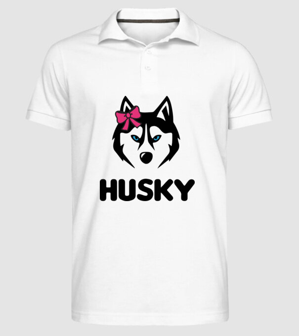 Husky fată model alb pe tricou