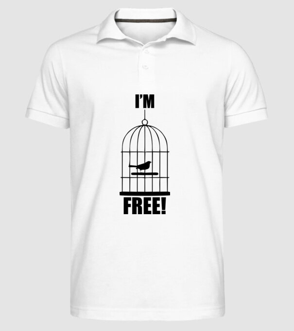 'I''m free' model alb pe tricou