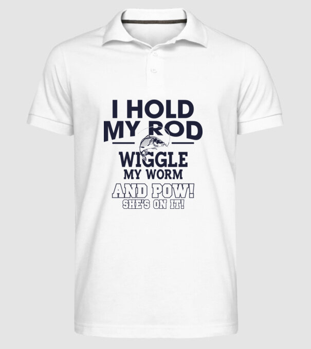 I hold my rod model alb pe tricou