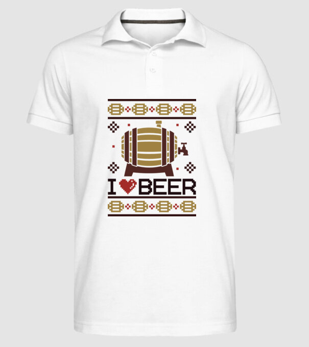 I love beer ugly sweater model alb pe tricou