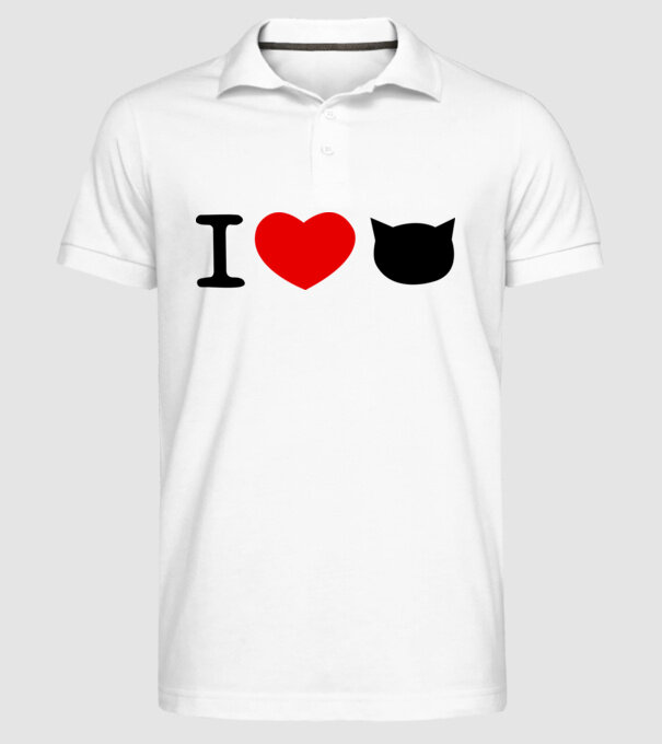 I love Pisică model alb pe tricou