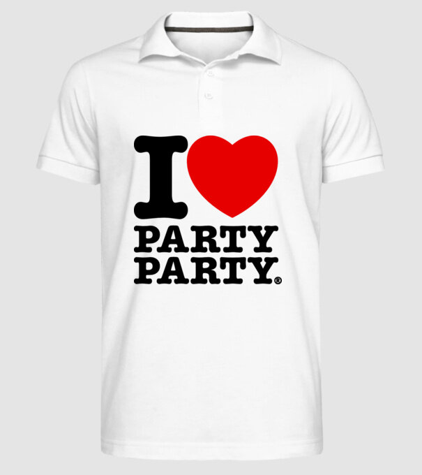 I love party party model alb pe tricou