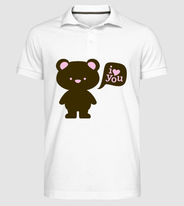 I Love You Bear model alb pe tricou